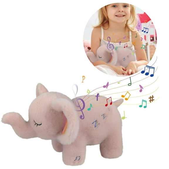 ZHANQUNE Anxiety Relief Elephant Plush Toy with Calming Breathing Motion, Soothing Sound Machine with Soft Music & Lights, Sensory Stuffed Animal for Kids & Adults, Rhythmic Breathing Therapy Toy