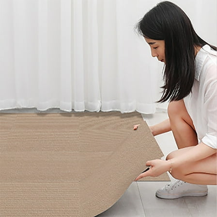 ZHANQUNE Carpet Tiles 24x24 Inch Peel And Stick Adhesive Square Carpet With Soft Pad Non Slip Floor Tiles Easy DIY For Bedroom Living Room