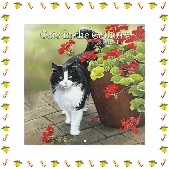 ZHANQUNE Cats in the Country 2026 Wall Calendar, Artistic Cat Illustrations Monthly Planner, Spacious Layout for Cat Enthusiasts & Art Lovers, Easy Hang, Office Home Decor