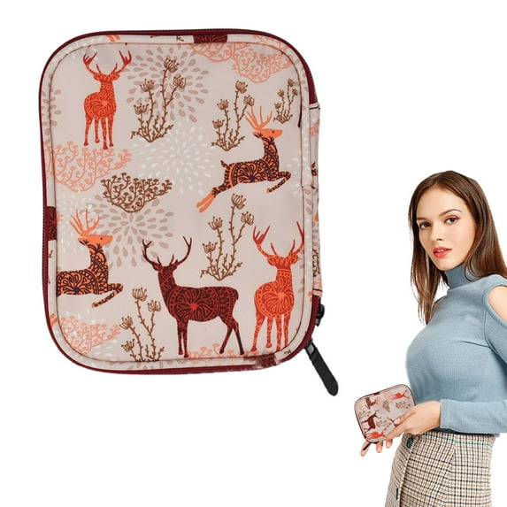 ZHANQUNE Crochet Hook Case Empty Zipper Storage Bag with 19 Elastic Slots, Portable Travel Organizer for Crochet Needles Knitting Accessories Tools