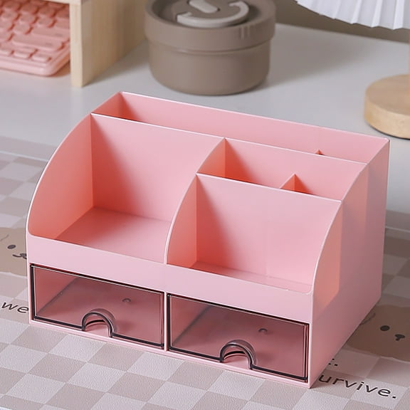 ZHANQUNE Desk Organizer with Drawers 2 Pack Desktop Storage for Stationery and Office Organization Multi Compartment Makeup Organizer B