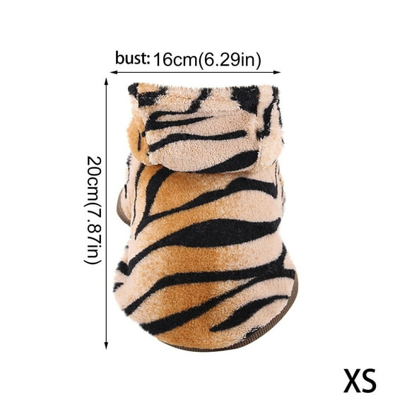 ZHANQUNE Dog Winter Coat, Ultra Cozy Flannel Tiger Pattern Jacket for Small & Medium Dogs, Warm Puppy Outfit with Buttons, 6 Sizes XS-XXL