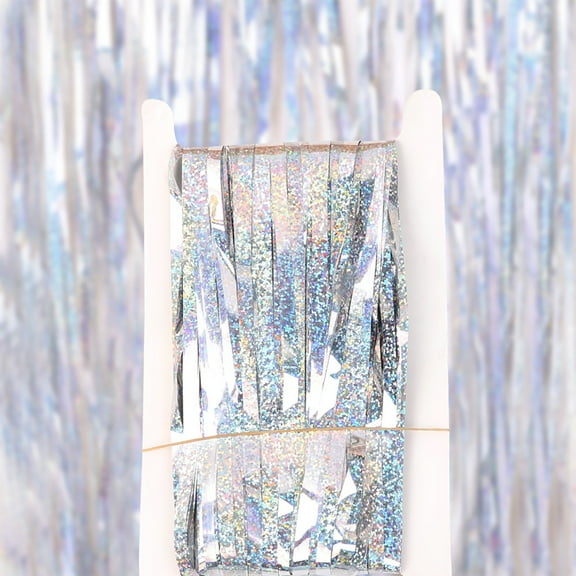 ZHANQUNE Foil Curtains 39x39 Inches, Shimmer Metallic Curtain for Birthday Wedding Party Decorations, Reusable Backdrop, Photo Booth, Stage Background with Adhesive Tape