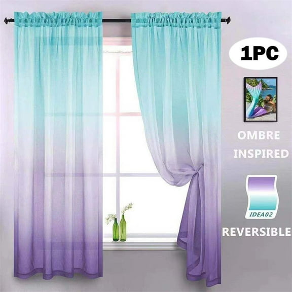 ZHANQUNE Gradient Color Voile Sheer Curtain Panel, 79x39 Inch Tulle Door & Window Drape for Modern Home Decor, Soft Light Filtering & Privacy, Washable Decorative Scarf Valance, 1 PC