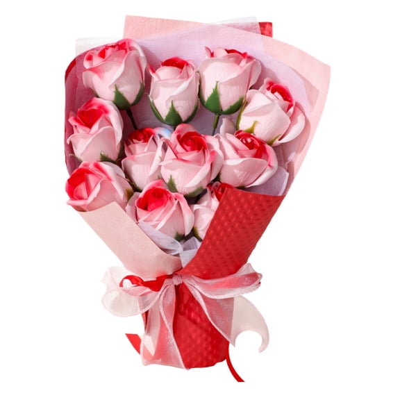 ZHANQUNE Handmade Soap Rose Bouquet with Ombre Color, Realistic Carved Soap Flowers for Wedding Favors, Unique Decorative Bath Gift Set for Her Home Decor