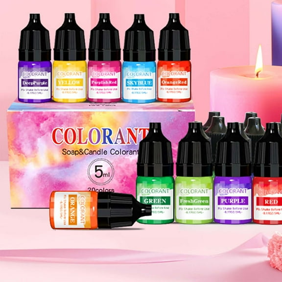 ZHANQUNE Liquid Candle Dye, 20 Colors Oil Based Wax Dye for DIY Candle Making, Highly Concentrated 5ml Bottles for Soy, Beeswax, Paraffin and Gel Wax