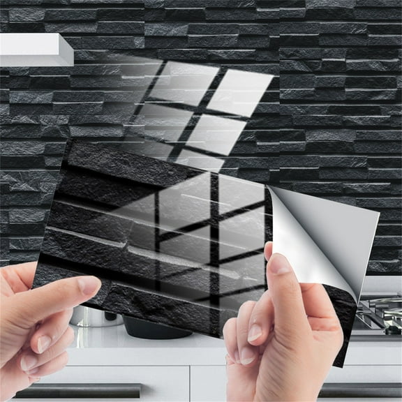 ZHANQUNE Peel and Stick Wallpaper, 3D Stone Brick Design Removable Self-Adhesive Wall Tile for Kitchen Backsplash, Bathroom, Furniture, 12 Pack, 20x10cm Each