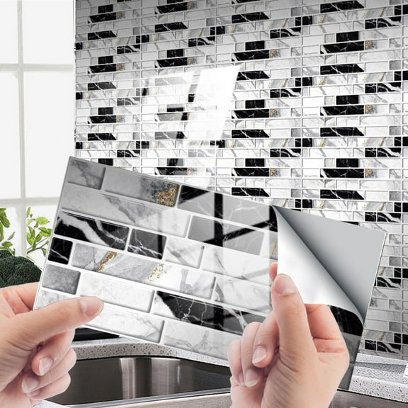 ZHANQUNE Peel and Stick Wallpaper 3D Stone Brick Design, Removable Backsplash Tiles for Kitchen Bathroom Walls 12-Pack Easy DIY Installation