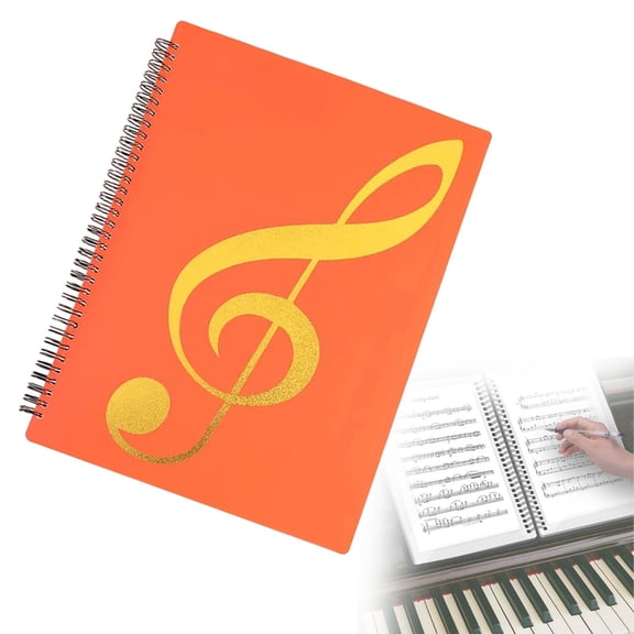 ZHANQUNE Sheet Music Folder 60 Pages Music Binder Letter Size Writable Music Sheet Folder for Choir Piano Players Musicians Orange