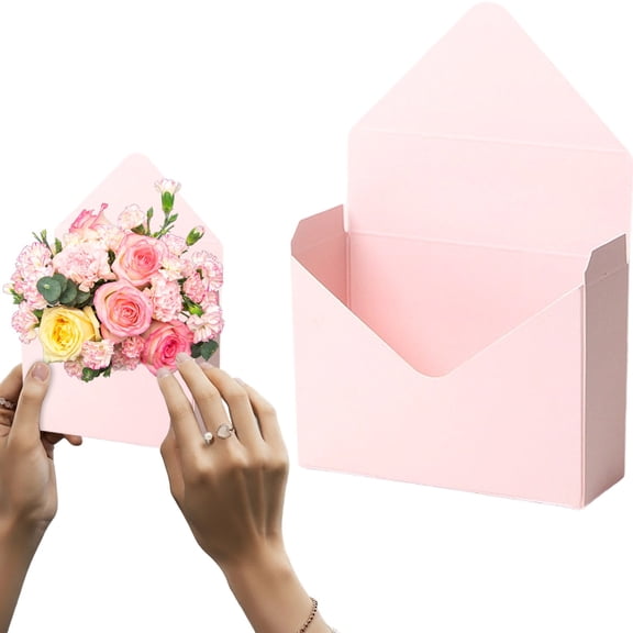 ZHANQUNE Valentine Envelope Box for Gifts Light Pink Envelope Box Valentines Day Envelope Box Florist Bouquet Envelope Folding Handheld Box for Wedding Birthday Flower Presentation
