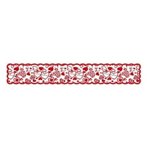 ZHANQUNE Valentine's Day Red Lace Table Flag - 13x72 Inch Poinsettia Pattern Knitted Tablecloth for Holiday Dinner Party Decor, Indoor and Outdoor Use