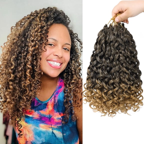 ZHANYU-7 Packs GoGo Curl CroZHANYUt Hair 12 Inch Short Curly CroZHANYUt Hair for Women Beach Curl Water Wave Deep Twist CroZHANYUt Braids Synthetic Braiding Hair Extensions (12 Inch, T1B/27)