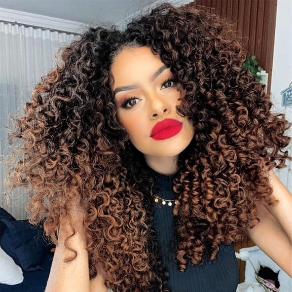 ZHANYU-7 Packs GoGo Curl CroZHANYUt Hair 14 Inch Short Curly CroZHANYUt Hair for Women Beach Curl Water Wave Deep Twist CroZHANYUt Braids Synthetic Braiding Hair Extensions (14 Inch, T1B/4/30)