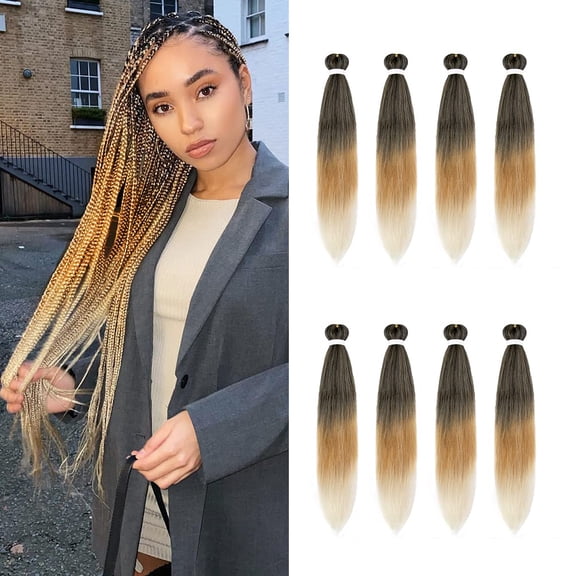 ZHANYU-8 Pack Ombre Braiding Hair Pre StretZHANYUd - 20" 75G/Pack Premium Pre StretZHANYUd Braiding Hair Extensions, Professional Itch Free Yaki Texture PrestretZHANYUd Hair(1B/27/613)