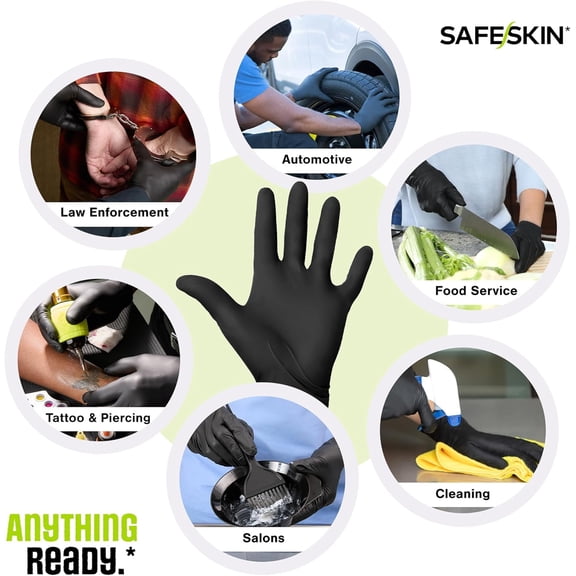 ZHANYU-Black Nitrile Disposable Gloves Powder Free Latex Free Tattoo, Food Prep, 3.5 mil