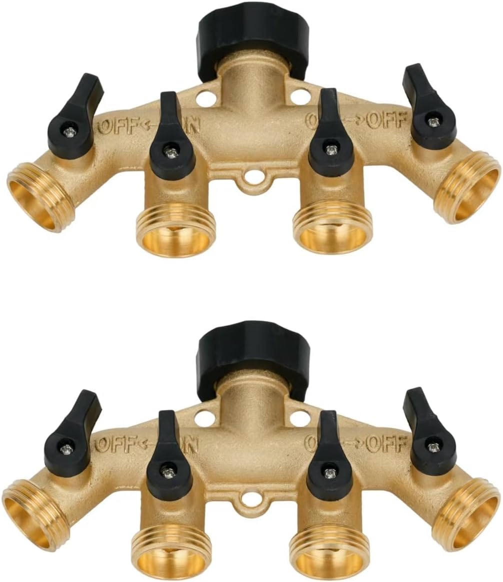 Orifice Adapter ZHANYU-Garden Hose Splitter 2-Way, Heavy Duty Brass Y-Valve Connector ...