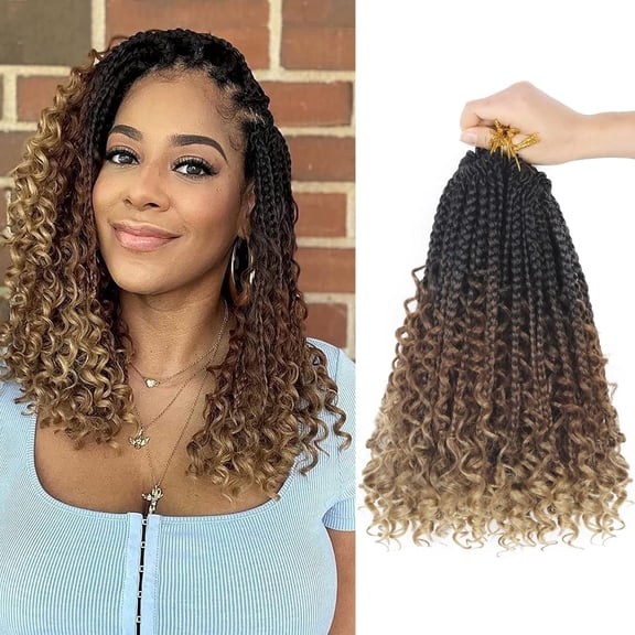 ZHANYU-Goddess Box Braids CroZHANYUt Hair With Curly Ends 12 Inch Bohomian Box Braids CroZHANYUt Braids 8 Packs 3X CroZHANYUt Braids Synthetic Braiding Hair Extension for Black Women(12 Inch (Pack o