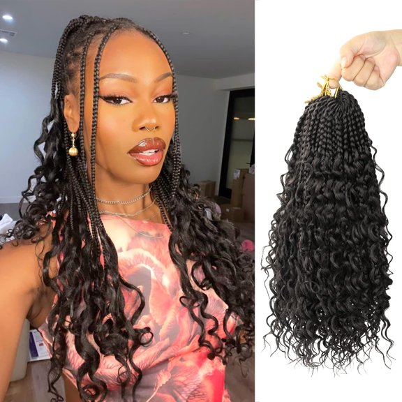 ZHANYU-Goddess Box Braids CroZHANYUt Hair With Curly Ends 16 Inch Bohomian Box Braids CroZHANYUt Braids 8 Packs 3X CroZHANYUt Braids Synthetic Braiding Hair Extension for Black Women (16 Inch (Pack