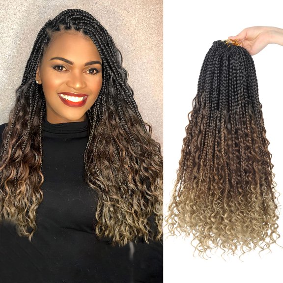 ZHANYU-Goddess Box Braids CroZHANYUt Hair With Curly Ends 16 Inch Bohomian Box Braids CroZHANYUt Braids 8 Packs 3X CroZHANYUt Braids Synthetic Braiding Hair Extension for Black Women(16 Inch (Pack o