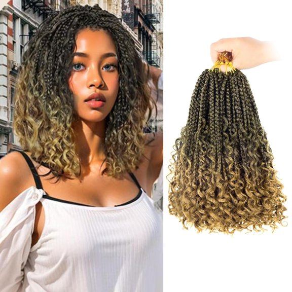 ZHANYU-Goddess Box Braids CroZHANYUt Hair With Curly Ends 8 Inch Bohomian Box Braids CroZHANYUt Braids 8 Packs 3X CroZHANYUt Braids Synthetic Braiding Hair Extension for Black Women (8 Inch (Pack of