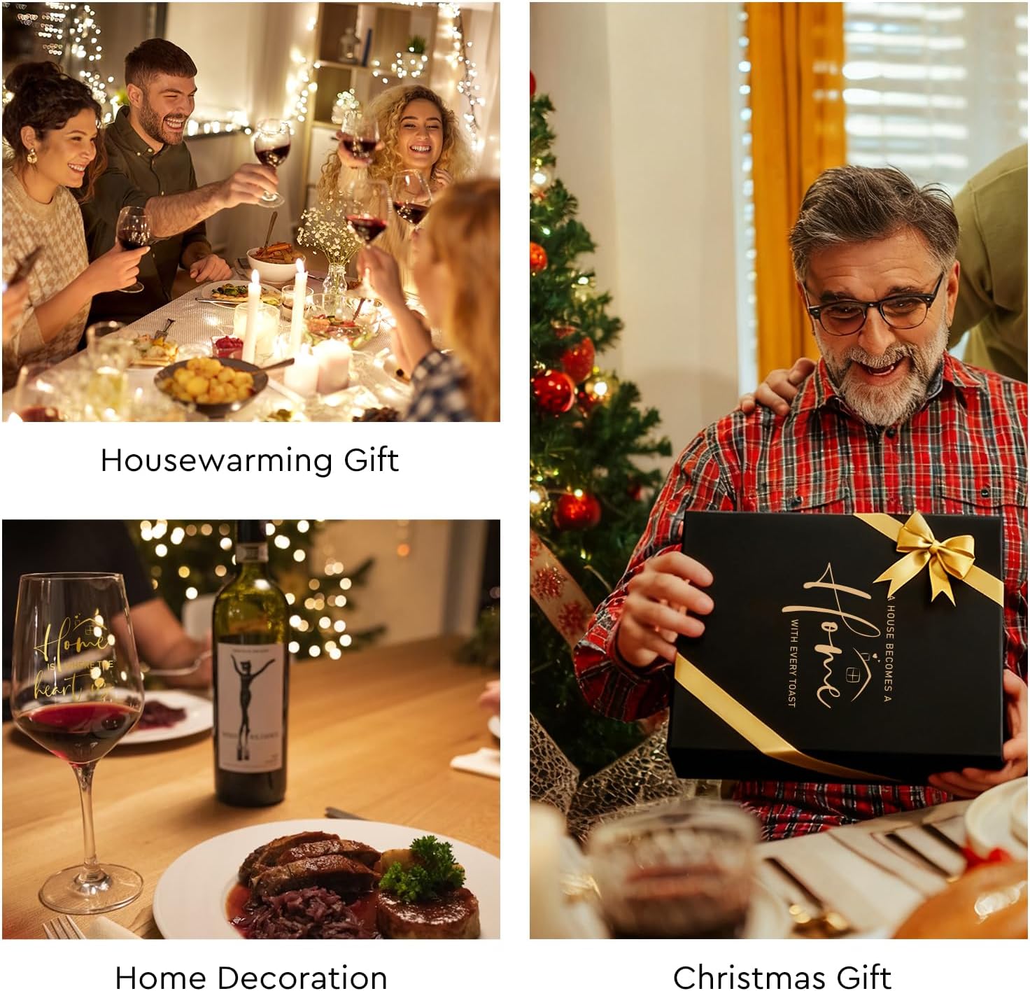 ZHANYU-House Warming Gifts New Home Wine Glasses Set of 2, New ...