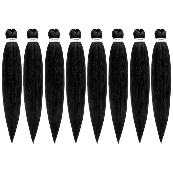 ZHANYU-Pre-stretZHANYUd Braiding Hair - 22 Inch 8 Packs Jet Black Long Braiding Hair For Twist or Box Braids, Yaki Texture Hot Water Setting Synthetic Braiding Hair Extensions (22 Inch, #1-8P)