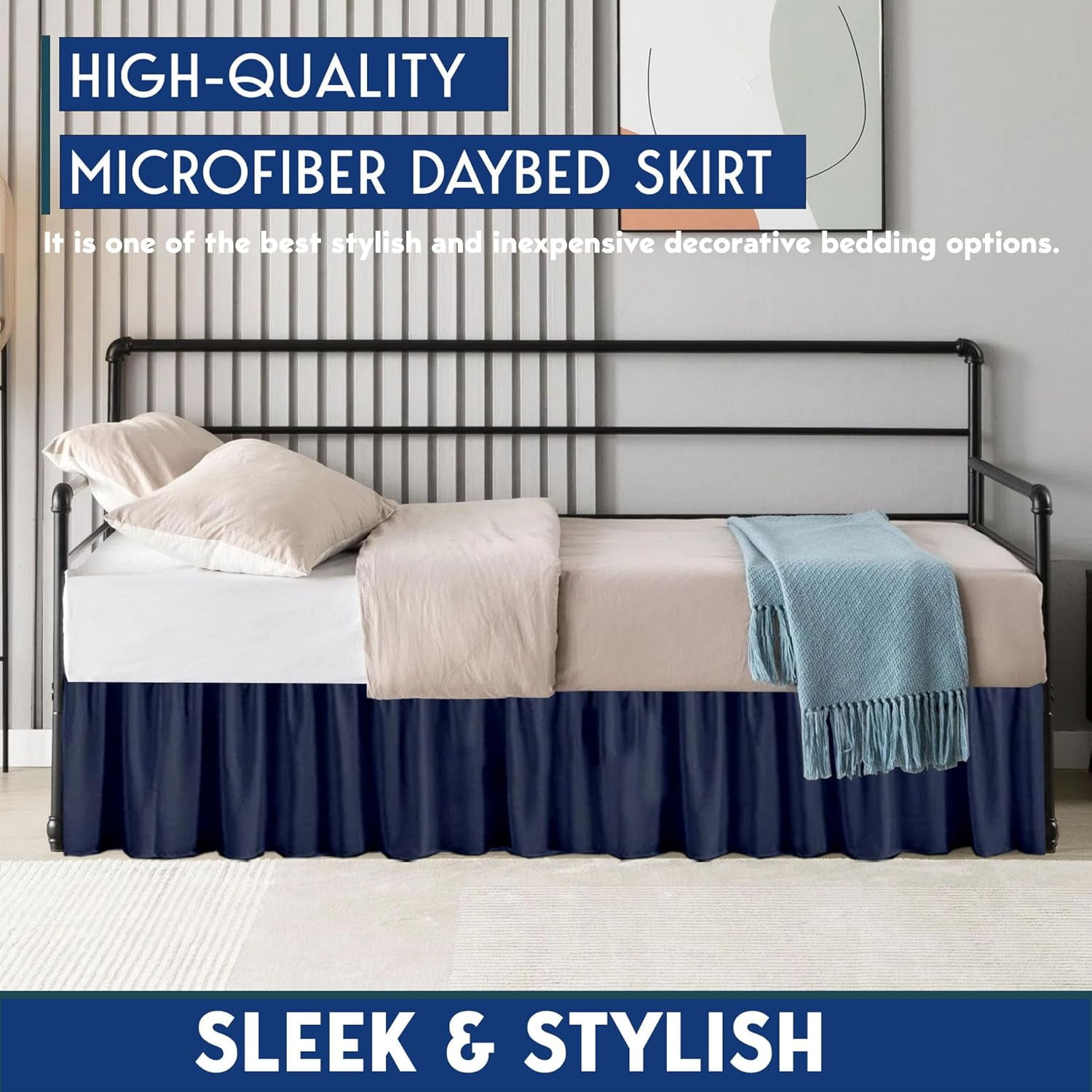ZHANYU-Ruffled Daybed Skirt with Split Corners Twin Size - 21 Inch ...