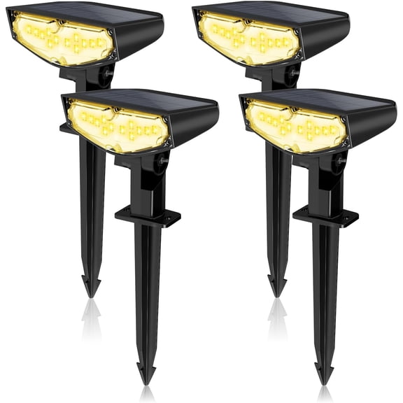 ZHANYU-Solar Spotlight Outdoor, 4 Pack Waterproof LED Lights for Yard, Garden, Pathway, Patio - 3 Modes (Warm/Cool White + Auto) - Uplighting Decorecion Landscape Lighting for Tree, Wall, Backyard