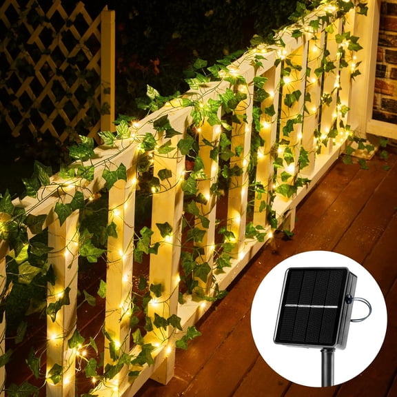 ZHANYU-Solar String Lights for Outside, 33Ft 100 LED Outdoor Solar Fairy Lights with Vine, 8 Modes Balcony Lights for Patio Porch Apartment Deck