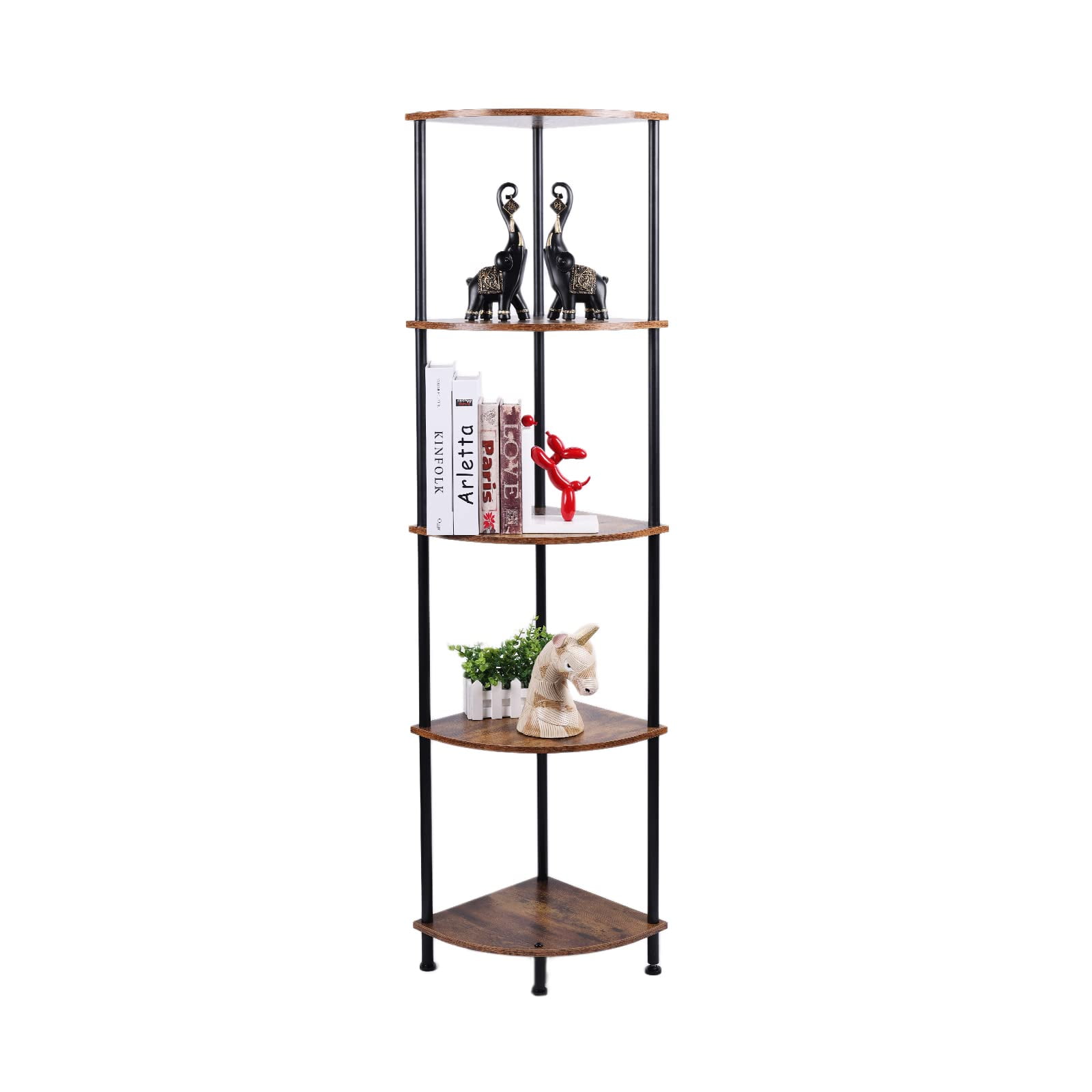 ZHANYUN 5 Tier Corner Shelves, Multipurpose Shelving, Corner Bookshelf Plant Stand, Corner
