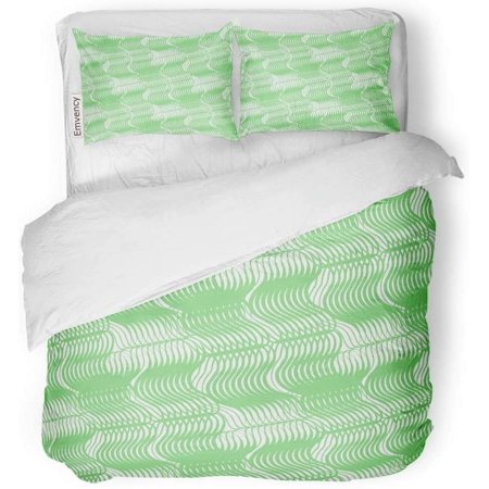ZHANZZK 3 Piece Bedding Set Abstract Green Guilloche As Certificate Diploma Banknotes Linear Pattern Twin Size Duvet Cover with 2 Pillowcase for Home Bedding Room Decoration