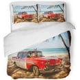 thumbnail image 1 of ZHANZZK 3 Piece Bedding Set American Classic Car Beach Cayo Jutias Province Pinar Del Twin Size Duvet Cover with 2 Pillowcase for Home Bedding Room Decoration, 1 of 1