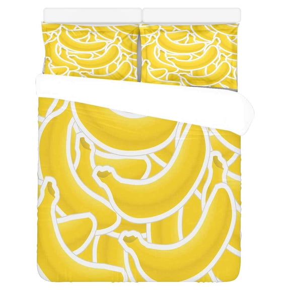 ZHANZZK 3 Piece Bedding Set Banana Fruit Twin Size Duvet Cover with 2 Pillowcase for Home Bedding Room Decoration