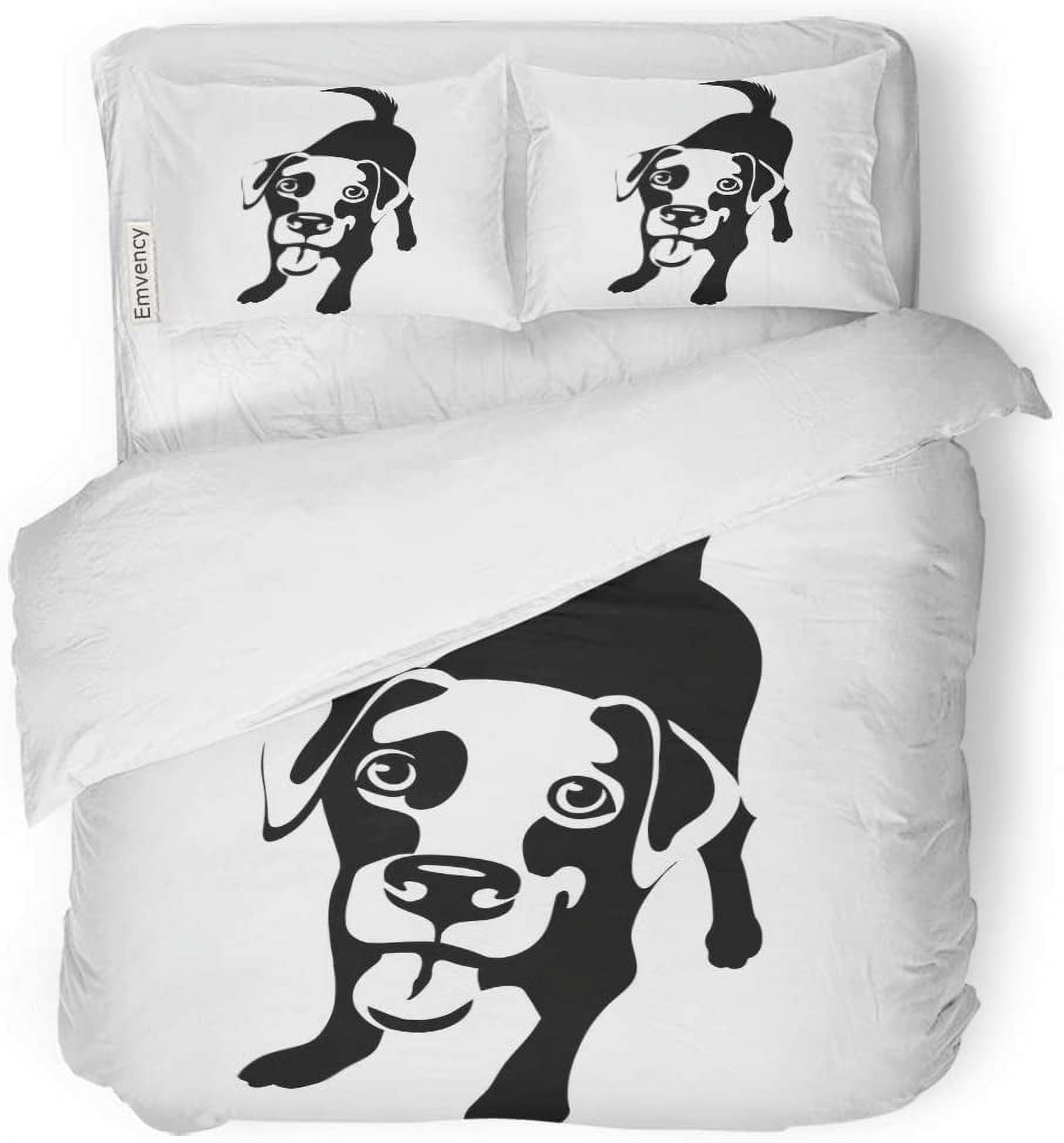 ZHANZZK 3 Piece Bedding Set Black Cartoon of Labrador Retriever Dog Lab Nose Puppy Twin Size Duvet Cover with 2 Pillowcase for Home Bedding Room Decoration Walmart