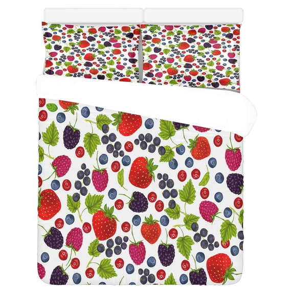ZHANZZK 3 Piece Bedding Set Blue Berry Black Cowberry Twin Size Duvet Cover with 2 Pillowcase for Home Bedding Room Decoration