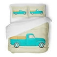 thumbnail image 1 of ZHANZZK 3 Piece Bedding Set Blue Pick Classic Pickup Truck Flat Styled Old Vintage Car Side Drawing Cartoon Twin Size Duvet Cover with 2 Pillowcase for Home Bedding Room Decoration, 1 of 1