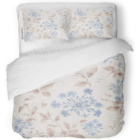 ZHANZZK 3 Piece Bedding Set Brown Flower Spring Pattern for Easy Making Filling Any Contours Gray Floral Abstract Twin Size Duvet Cover with 2 Pillowcase for Home Bedding Room Decoration
