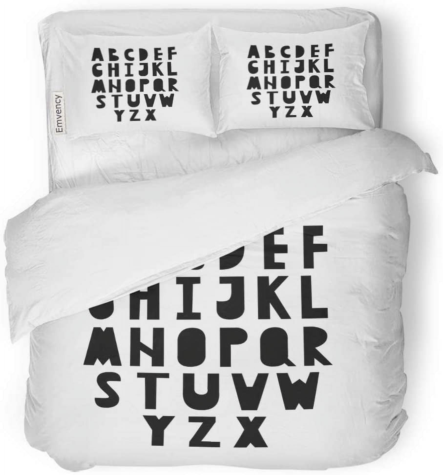 ZHANZZK 3 Piece Bedding Set Cute Scandinavian Cut Bold Letters Alphabet ...