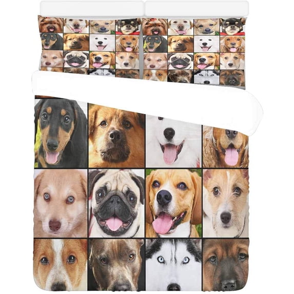 ZHANZZK 3 Piece Bedding Set Dogs Twin Size Duvet Cover with 2 Pillowcase for Home Bedding Room Decoration