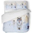 thumbnail image 1 of ZHANZZK 3 Piece Bedding Set Gray Snow Two Wolves in Cold Winter Forest Wolf Wild Norway Afternoon Twin Size Duvet Cover with 2 Pillowcase for Home Bedding Room Decoration, 1 of 1