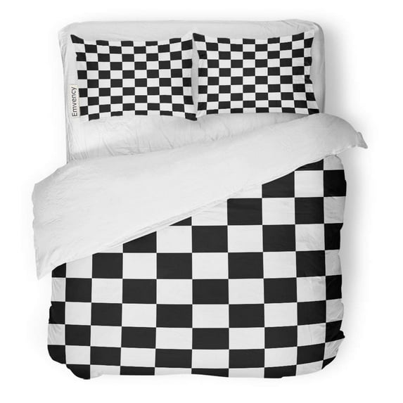 ZHANZZK 3 Piece Bedding Set Orange Line Chequered Flag Finish Checker Race Pattern Start Twin Size Duvet Cover with 2 Pillowcase for Home Bedding Room Decoration