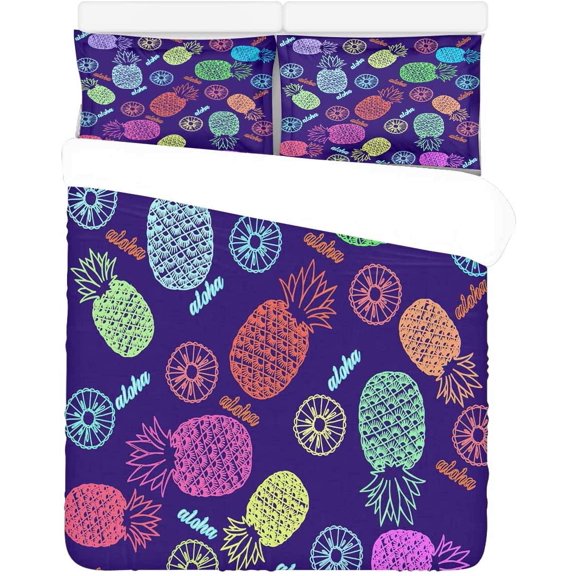 ZHANZZK 3 Piece Bedding Set Pineapple Twin Size Duvet Cover with 2 Pillowcase for Home Bedding Room Decoration