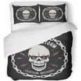 thumbnail image 1 of ZHANZZK 3 Piece Bedding Set Vintage Motorcycle Graphics Thunderstorm Custom Motors Biker Emblem Monochrome Skull Twin Size Duvet Cover with 2 Pillowcase for Home Bedding Room Decoration, 1 of 1