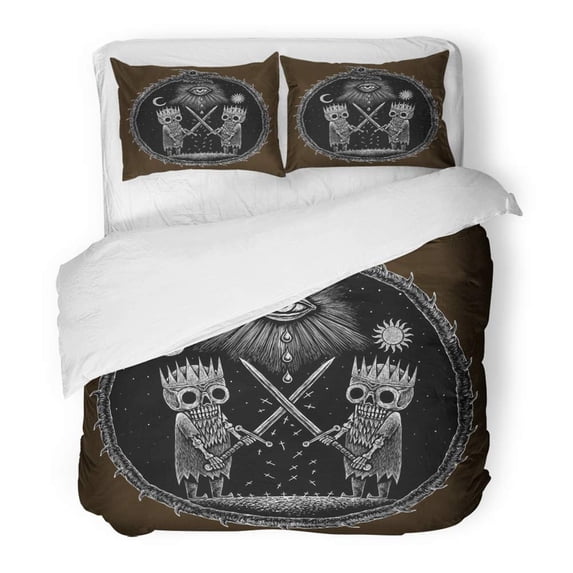 ZHANZZK 3 Piece Bedding Set War of Kings Two Skeleton Warring Sword Against The God's Eye On Ancient Dragon Twin Size Duvet Cover with 2 Pillowcase for Home Bedding Room Decoration