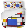 thumbnail image 1 of ZHANZZK 3 Piece Bedding Set Yellow Mondrian Abstract Geometric Colorful Pattern for Continuous Replicate Red Pop Twin Size Duvet Cover with 2 Pillowcase for Home Bedding Room Decoration, 1 of 1