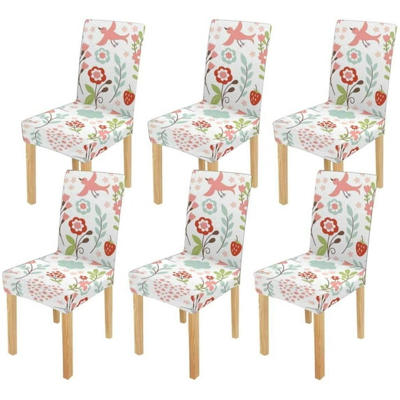 ZHANZZK Beauty Floral Pattern Stretch Chair Cover Protector Seat Slipcover for Dining Room Hotel Wedding Party Set of 6