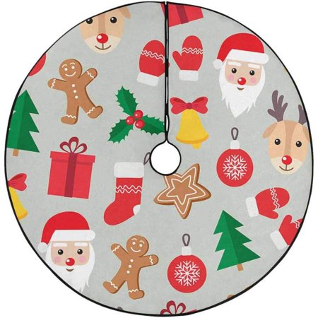 ZHANZZK Christmas Symbols Xmas Christmas Tree Skirt Stand Mat for Holiday Party Decoration Indoor Outdoor 48 inches