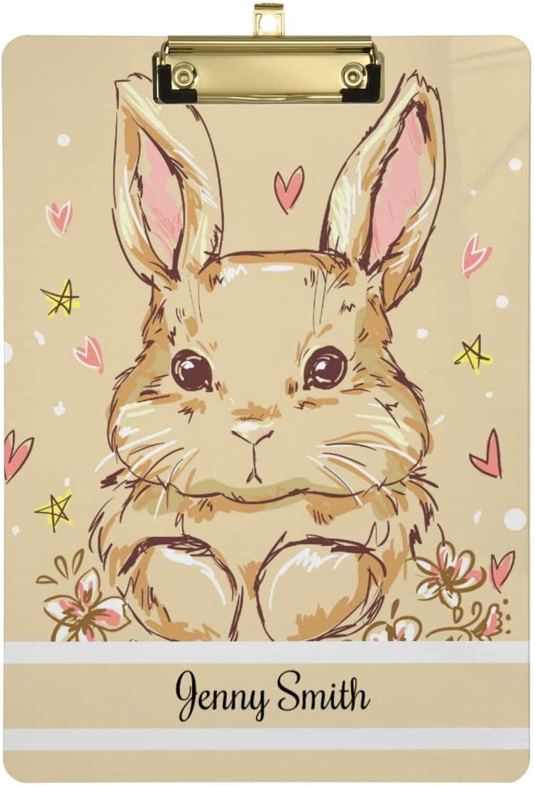 ZHANZZK Cute Bunny Rabbit Clipboard Hardboard Wood Nursing Clip Board ...