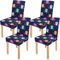 thumbnail image 1 of ZHANZZK Cute Flat Owls Sitting on a Brunch with Berries Stretch Chair Cover Protector Seat Slipcover for Dining Room Hotel Wedding Party Set of 4, 1 of 6