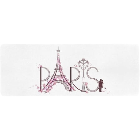 ZHANZZK Eiffel Tower with Paris Lettering Couple Trip Flowers Floral Design Extra Extended Large Gaming Mouse Pad Mat Desk Pad Keyboard Mat 31.5x12 inch